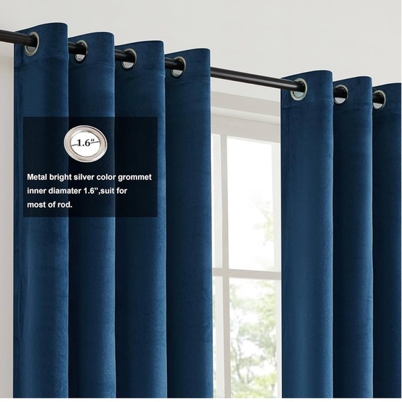 BULBUL  Velvet Curtains 2 Panels - Picture 2 of 5